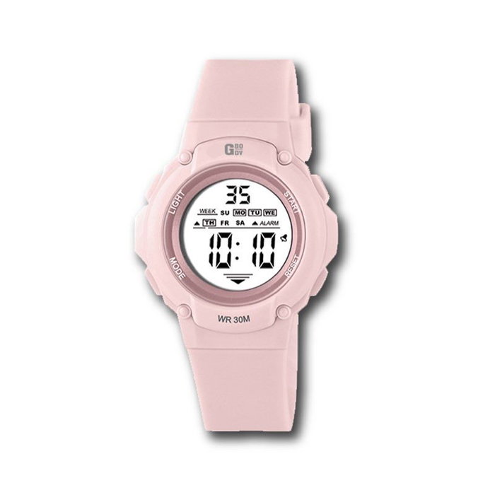 G&B TIME GBody Reloj LCD Cadete Redondo Luz LED Blanco WR30 con Estuche