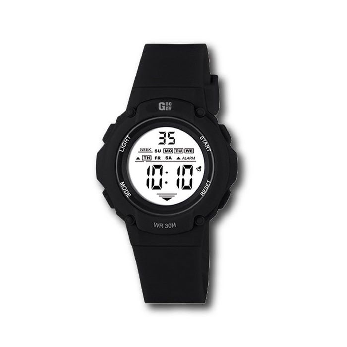 G&B TIME GBody Reloj LCD Cadete Redondo Luz LED Blanco WR30 con Estuche