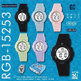 G&B TIME GBody Reloj LCD Cadete Redondo Luz LED Blanco WR30 con Estuche
