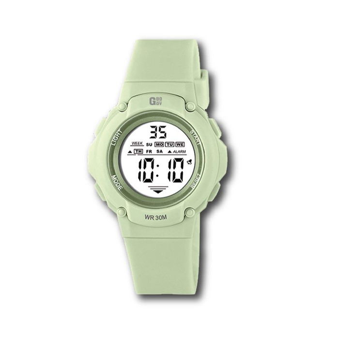 G&B TIME GBody Reloj LCD Cadete Redondo Luz LED Blanco WR30 con Estuche