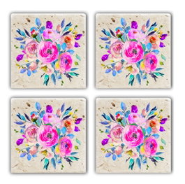 Hermia Felpudos de Piedra Natural 100% - Set de 4 Salvamanteles TBA507873505 - Elegantes, Resistentes al Calor y Arañazos, 10x10x1 cm