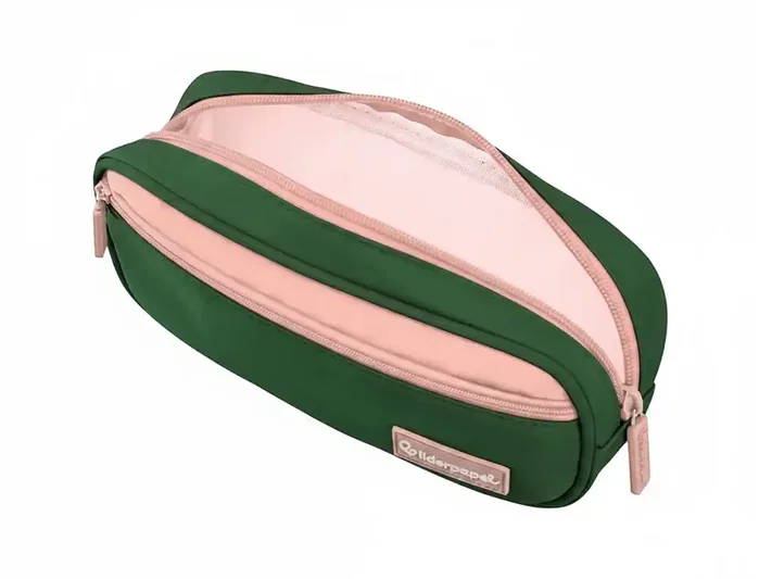 Liderpapel Estuche portatodo Duo 2 cremalleras verde militar Liderpapel Estuche portatodo Duo 2 cremalleras verde militar