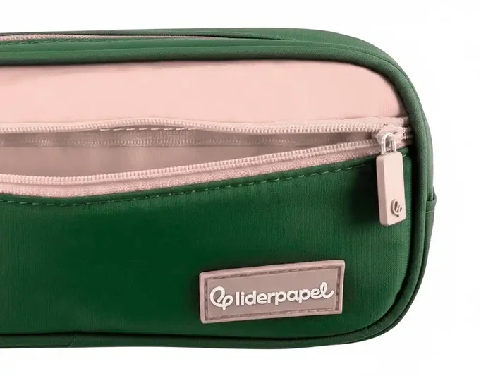Liderpapel Estuche portatodo Duo 2 cremalleras verde militar Liderpapel Estuche portatodo Duo 2 cremalleras verde militar