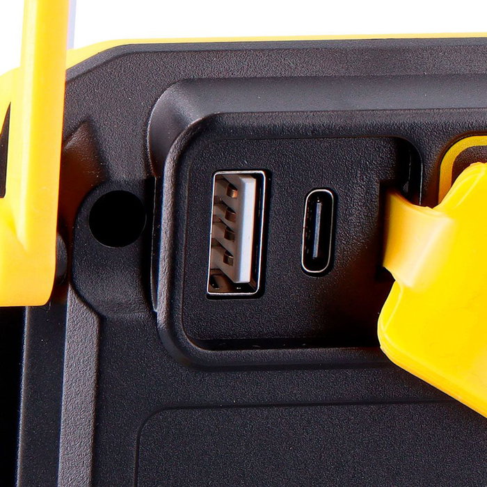 EDM Linterna Trípode Plegable de Trabajo 2000 Lúmenes con Carga USB-C y Función Power Bank, Foco Giratorio 360°, Base Imantada, IP65