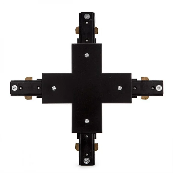 Conector X Carril Bifásico Negro Focos LEDs Conector X Carril Bifásico Negro Focos LEDs