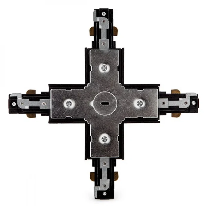 Conector X Carril Bifásico Negro Focos LEDs
