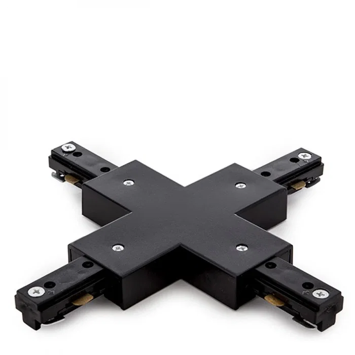 Conector X Carril Bifásico Negro Focos LEDs Conector X Carril Bifásico Negro Focos LEDs