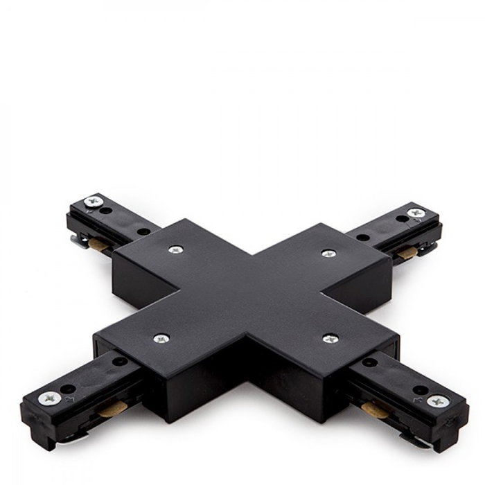 Conector X para Carril Bifásico de Focos LED Color Negro Conector X para Carril Bifásico de Focos LED Color Negro