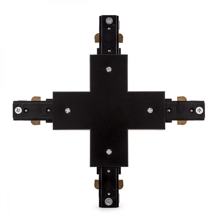 Conector X para Carril Bifásico de Focos LED Color Negro Conector X para Carril Bifásico de Focos LED Color Negro