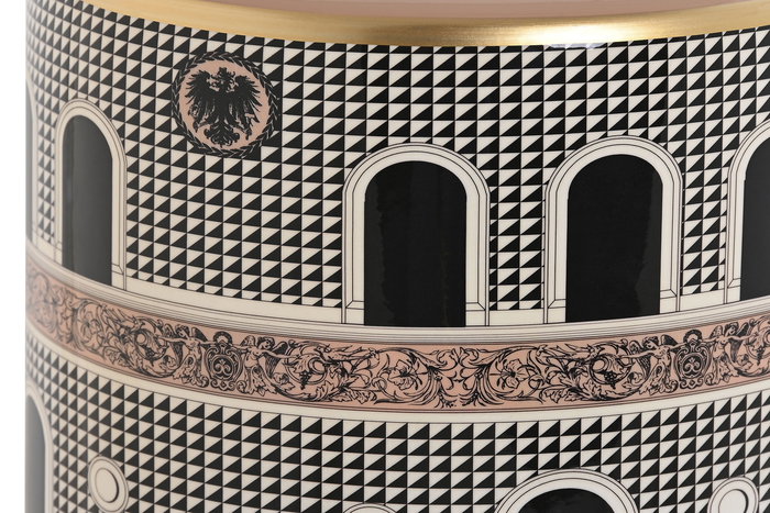 DKD Home Decor Jing door Tibor Item Home Porcelana Multicolor Blanco Dorado Melocoton 20 x 25 x 20 cm