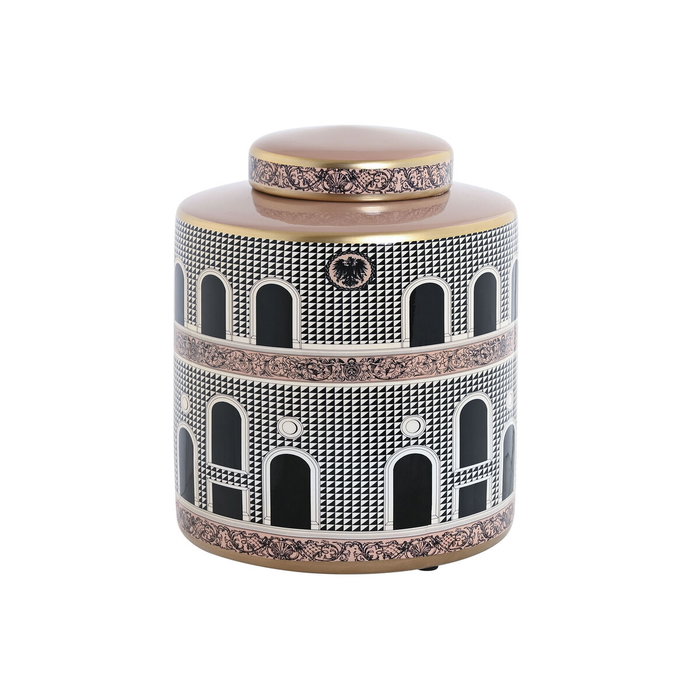 DKD Home Decor Tibor de Porcelana Multicolor JING DOOR con Diseño de Puertas