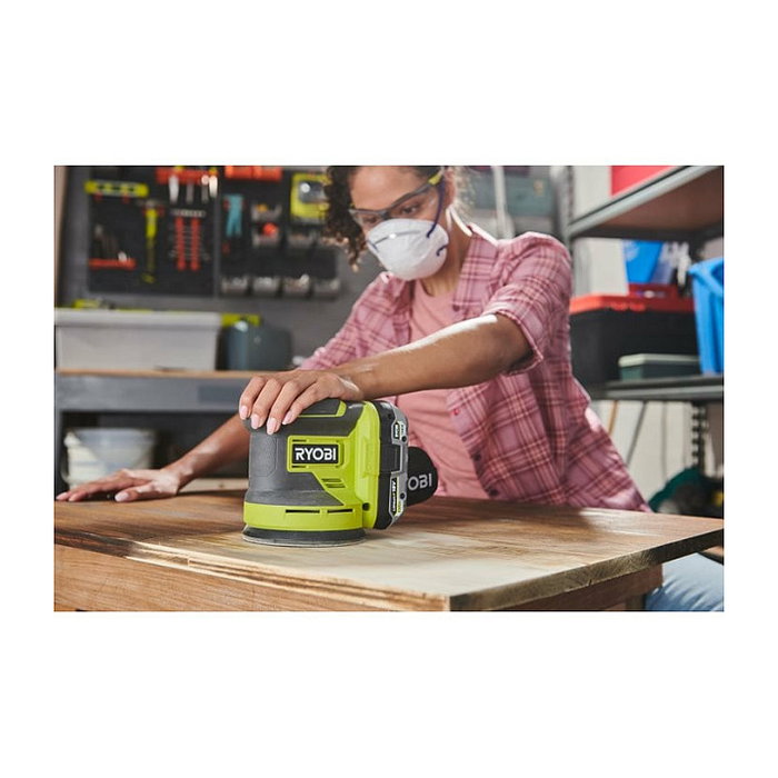 Ryobi RROS18-0 Lijadora Orbital Inalámbrica 18V Velcro 10000 OPM Negro Verde