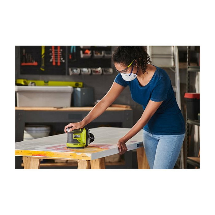 Ryobi RROS18-0 Lijadora Orbital Inalámbrica 18V Velcro 10000 OPM Negro Verde