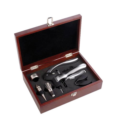 Estuche de regalo de madera con 5 piezas de accesorios para vino Estuche de regalo de madera con 5 piezas de accesorios para vino