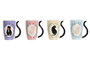 DKD Home Decor Tazas de Porcelana con Diseño de Gatos, Surtido de 4 Colores, Pack de 12 unidades