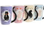 DKD Home Decor Tazas de Porcelana con Diseño de Gatos, Surtido de 4 Colores, Pack de 12 unidades