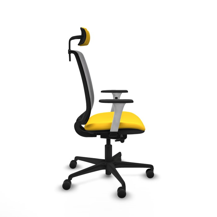 PIQUERAS Y CRESPO Silla de oficina Alares con mecanismo traslack, malla negra y asiento amarillo