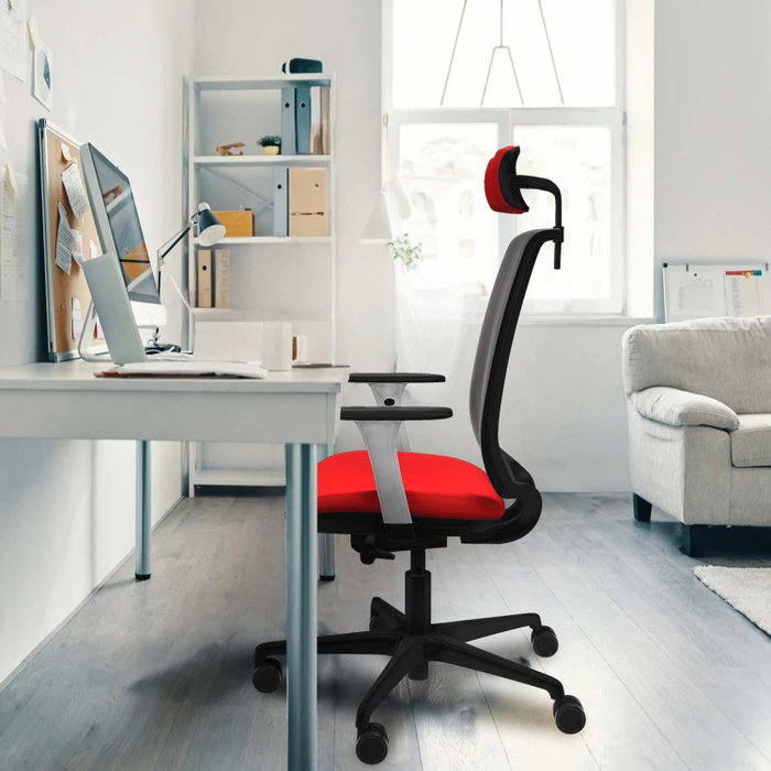 PIQUERAS Y CRESPO Silla de oficina Alares con mecanismo traslack, malla negra y asiento amarillo