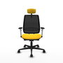 PIQUERAS Y CRESPO Silla de oficina Alares con mecanismo traslack, malla negra y asiento amarillo