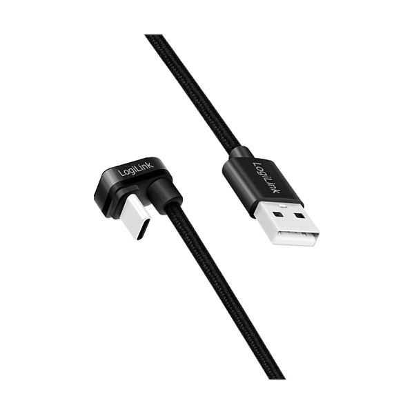 LogiLink Cable USB 2.0 Type-C gaming, C/M 180° a A/M, 3 m, negro