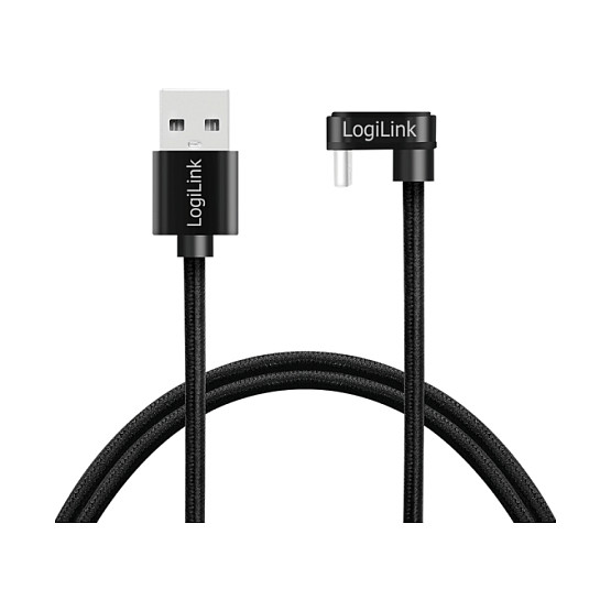 LogiLink Cable USB 2.0 Type-C gaming, C/M 180° a A/M, 3 m, negro