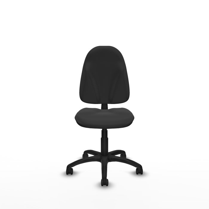 Silla de oficina Algarra con mecanismo Contacto permanente básico tapizada con Similpiel color Gris oscuro. Equipada con Base poliamida negra, Sin brazos y Ruedas de parqué