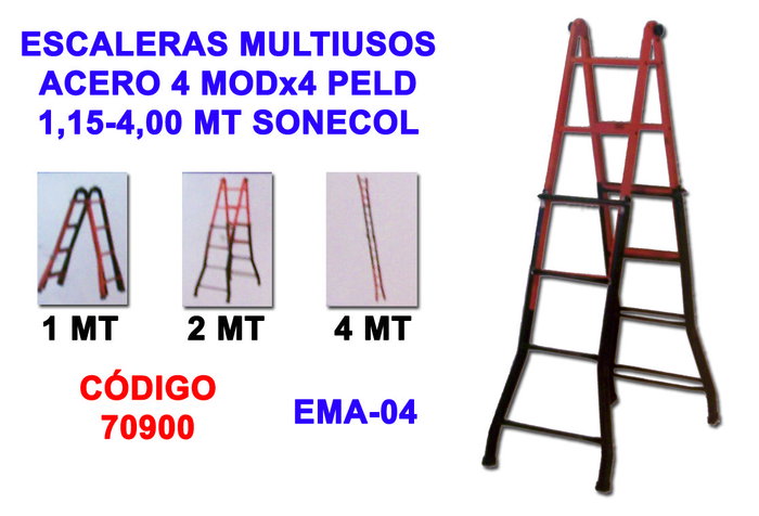 Escalera telescópica articulada de acero EMA-04N 4 x4 Escalera telescópica articulada de acero EMA-04N 4 x4