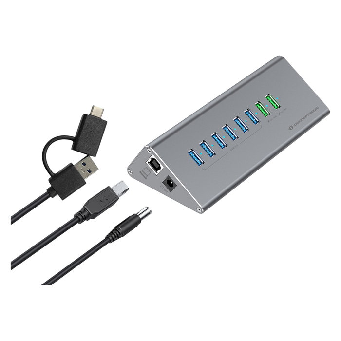 Conceptronic HUBBIES18G Hub USB de 10 puertos con 60 W de carga
