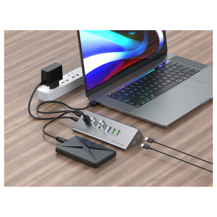 Conceptronic HUBBIES18G Hub USB-A 3.0 / USB-C con 6 x USB-A 3.0 y Ethernet Gigabit Gris