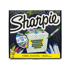 Rotulador Permanente Special Pack Sharpie + Gift On Caja De 12 7X Fine 5X Ultra Fine Set Of Tags (3 Blancas + 3 Negras) De Regalo