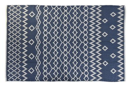 DKD Home Decor Alfombra de Algodón Reversible 120x180 cm Azul y Blanco