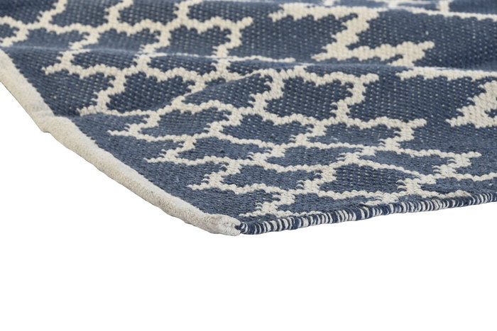 DKD Home Decor Alfombra de Algodón Reversible 120x180 cm Azul y Blanco