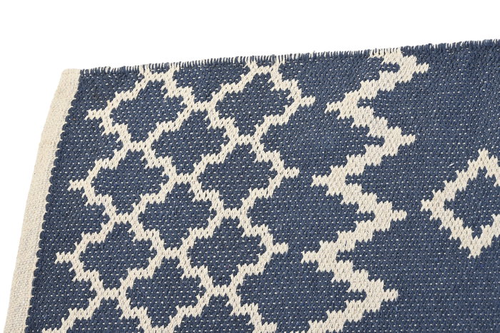 DKD Home Decor Alfombra de Algodón Reversible 120x180 cm Azul y Blanco