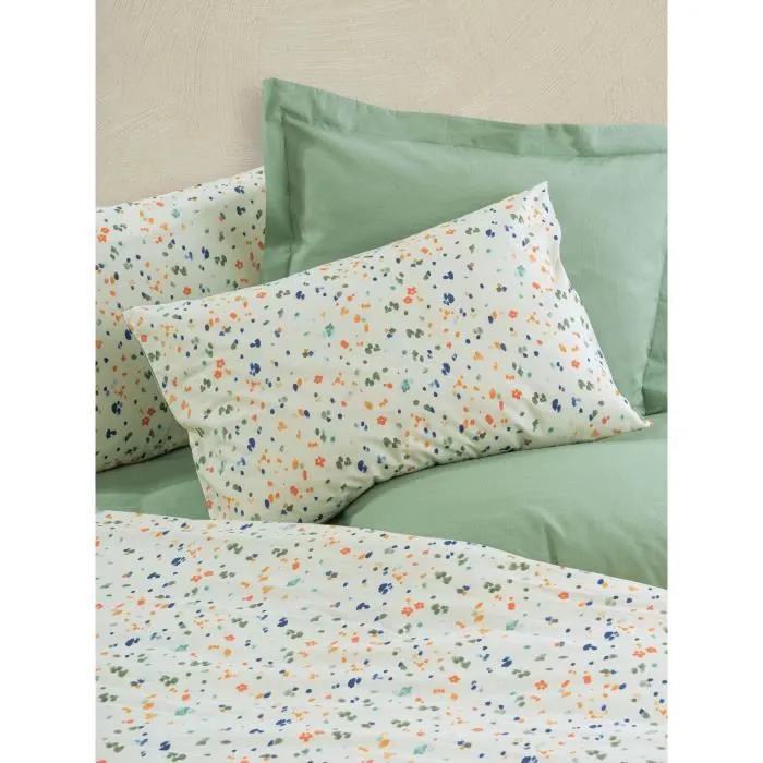 Juego de Cama 220x240 cm con 2 Fundas de Almohada 60x60 cm - 100% Algodón - Verde - ASI8683743799343
