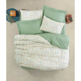 Juego de Cama 220x240 cm con 2 Fundas de Almohada 60x60 cm - 100% Algodón - Verde - ASI8683743799343