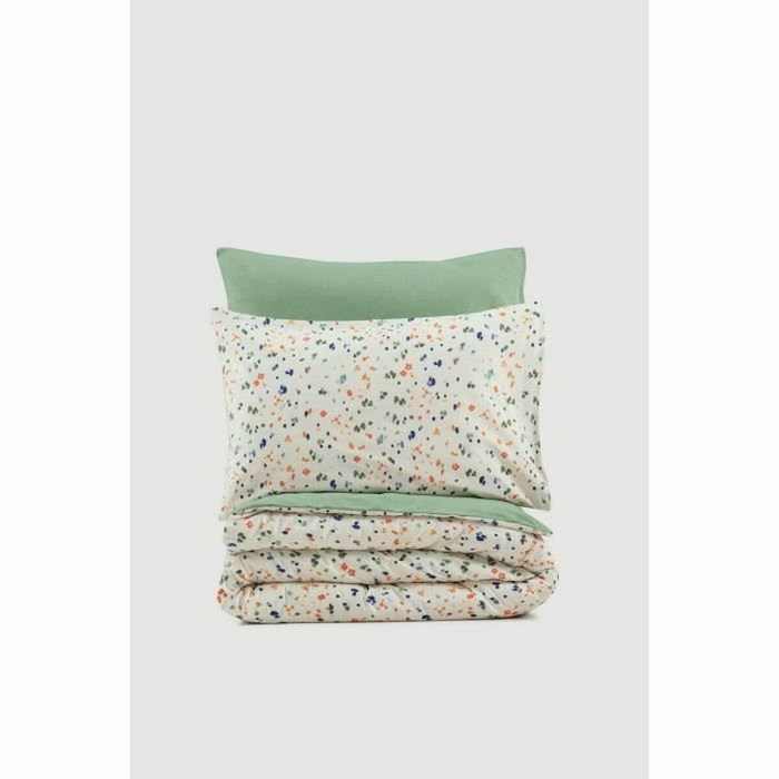 Aucune Juego de cama Verde con funda nórdica y 2 fundas de almohada