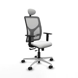 PIQUERAS Y CRESPO Silla de oficina Motilla con mecanismo Sincro/Traslack, Tela Blanca y Malla Gris