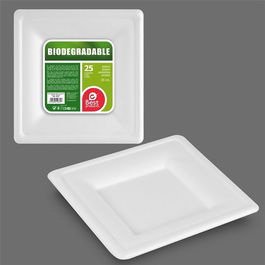 Best Products Platos de cartón cuadrados blancos 20 cm, 25 uds