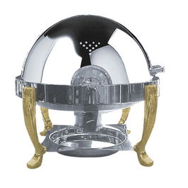 Basic Chaffing Dish Dorado Redondo para Buffet - Acero Inoxidable, Diámetro 33 cm