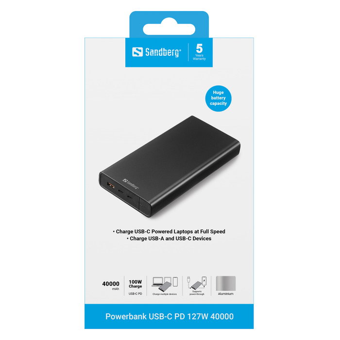 Sandberg Powerbank USB-C PD 127W 40000 Negro