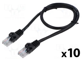 LANBERG Patch cord Cat 6 U/UTP 0,5m negro