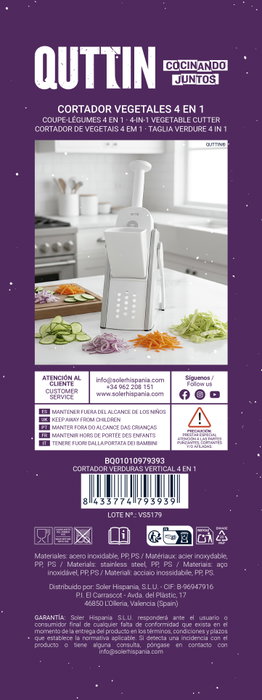 Quttin Cortador de Verduras Vertical 4 en 1