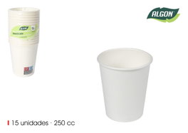 Algon Set de 24 Vasos de Cartón Blanco 250cc