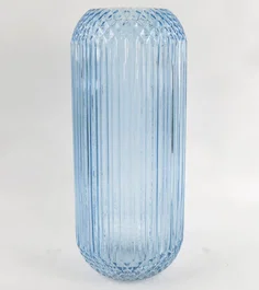 DKD Home Decor Jarrón de Cristal Azul 15x15x36 cm