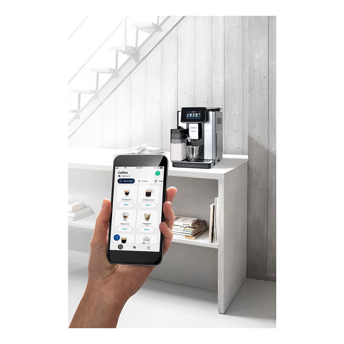 De'Longhi PrimaDonna Soul ECAM610.55.SB Cafetera Superautomática, 2 Tubos de Leche, LatteCrema, Cuerpo de Aluminio, 19 Bares, Color Plata/Negro