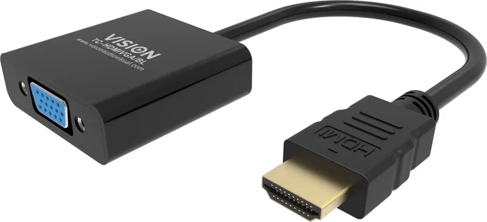 Vision TC-HDMIVGA/BL Adaptador HDMI Macho a VGA Hembra, Resolución 1920x1080 Full HD, Cable 0.23m, HDMI 1.4b, Negro