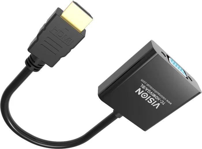Vision TC-HDMIVGA/BL Adaptador HDMI Macho a VGA Hembra, Resolución 1920x1080 Full HD, Cable 0.23m, HDMI 1.4b, Negro