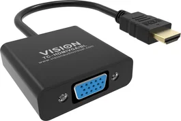 Vision TC-HDMIVGA/BL Adaptador HDMI Macho a VGA Hembra, Resolución 1920x1080 Full HD, Cable 0.23m, HDMI 1.4b, Negro