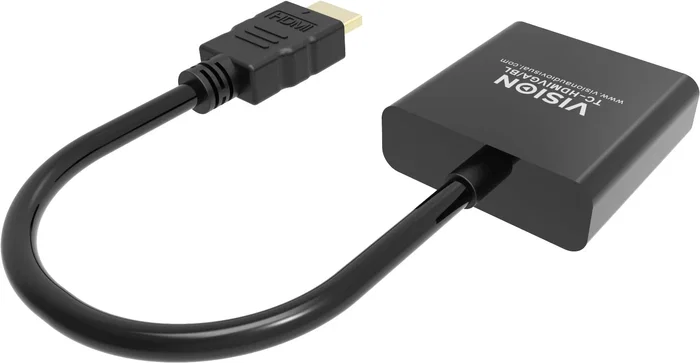 Vision TC-HDMIVGA/BL Adaptador HDMI Macho a VGA Hembra, Resolución 1920x1080 Full HD, Cable 0.23m, HDMI 1.4b, Negro