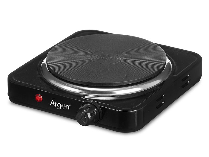 Argon Hornillo Eléctrico Negro, 1500W, Placa Calefactora, Dimensiones 23.5 x 27 x 7 cm (Set de 6)